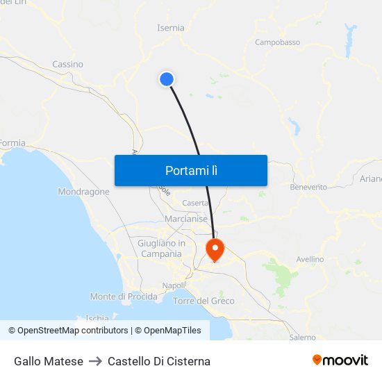 Gallo Matese to Castello Di Cisterna map
