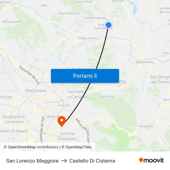 San Lorenzo Maggiore to Castello Di Cisterna map