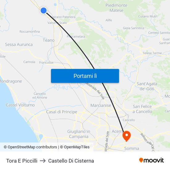 Tora E Piccilli to Castello Di Cisterna map