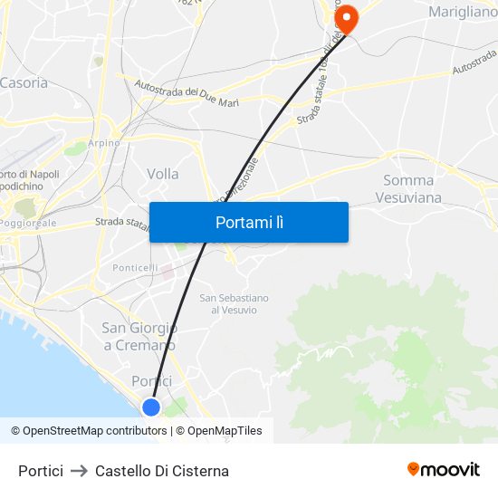 Portici to Castello Di Cisterna map