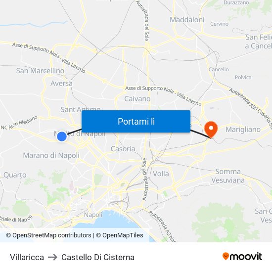 Villaricca to Castello Di Cisterna map