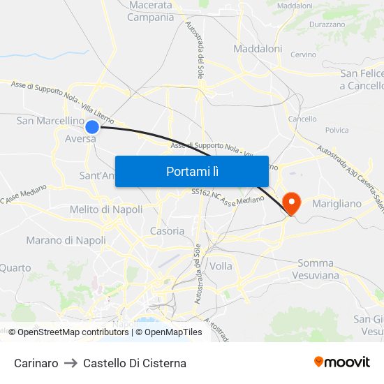 Carinaro to Castello Di Cisterna map