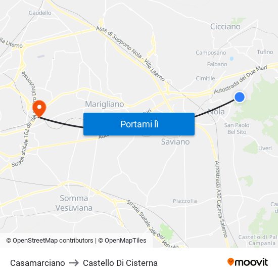 Casamarciano to Castello Di Cisterna map