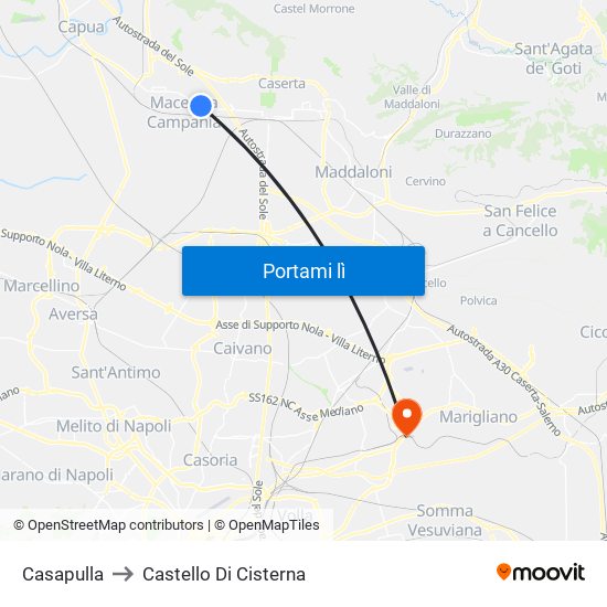 Casapulla to Castello Di Cisterna map