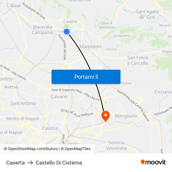 Caserta to Castello Di Cisterna map