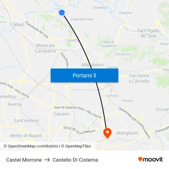 Castel Morrone to Castello Di Cisterna map