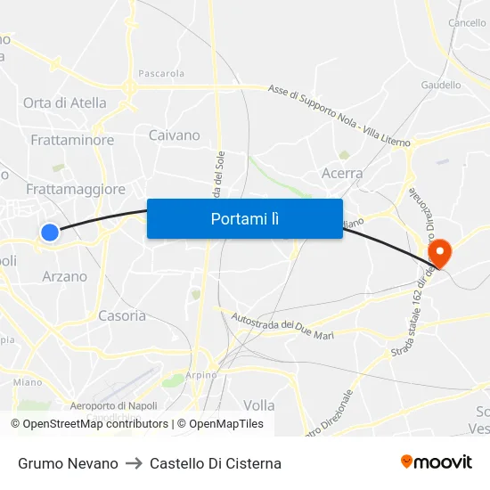 Grumo Nevano to Castello Di Cisterna map