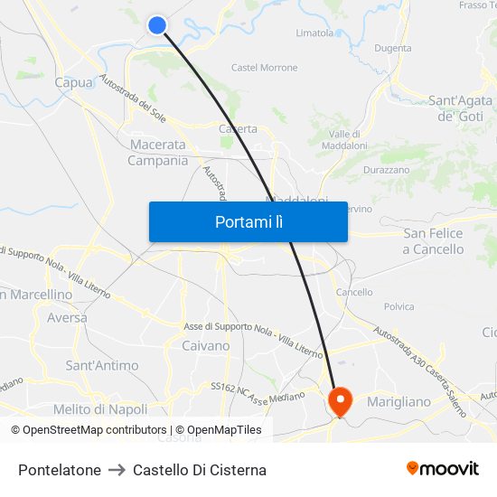 Pontelatone to Castello Di Cisterna map