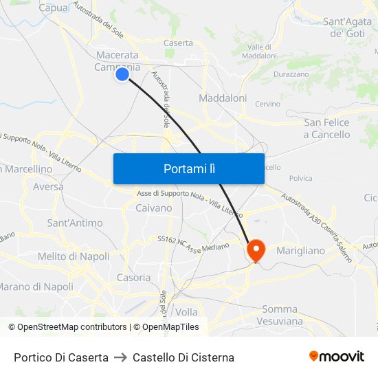 Portico Di Caserta to Castello Di Cisterna map