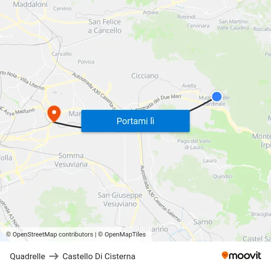 Quadrelle to Castello Di Cisterna map