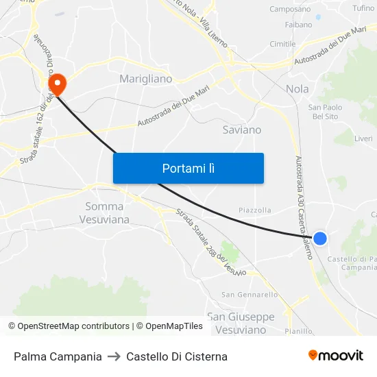 Palma Campania to Castello Di Cisterna map