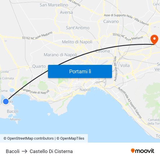 Bacoli to Castello Di Cisterna map