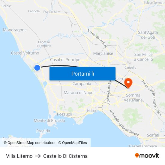 Villa Literno to Castello Di Cisterna map