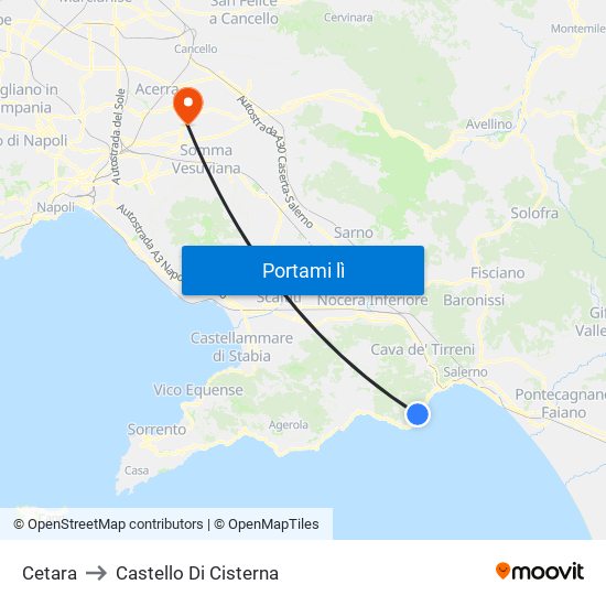 Cetara to Castello Di Cisterna map