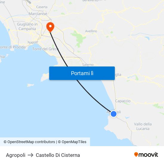 Agropoli to Castello Di Cisterna map