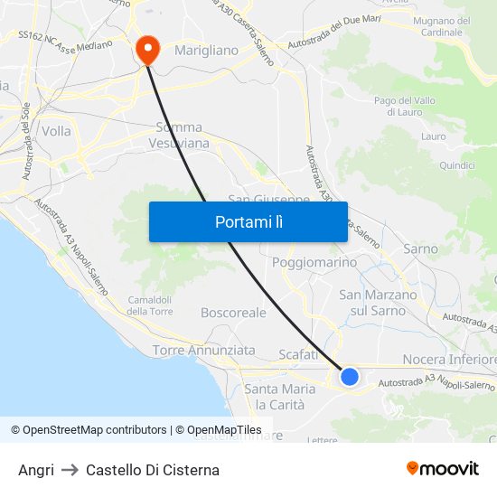 Angri to Castello Di Cisterna map