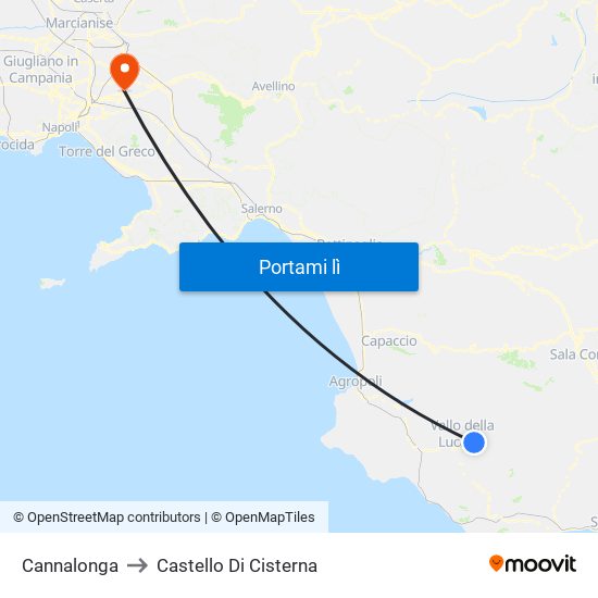 Cannalonga to Castello Di Cisterna map
