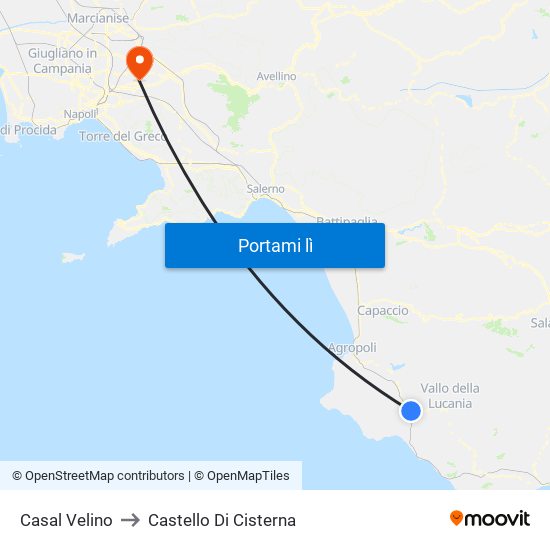 Casal Velino to Castello Di Cisterna map
