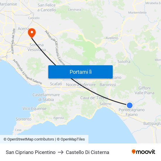 San Cipriano Picentino to Castello Di Cisterna map