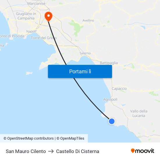 San Mauro Cilento to Castello Di Cisterna map