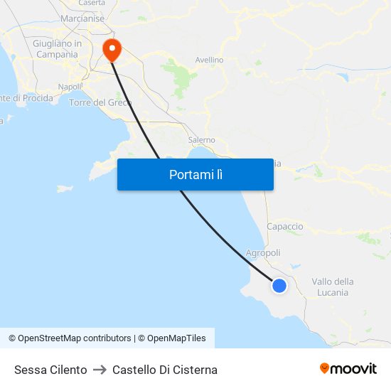 Sessa Cilento to Castello Di Cisterna map