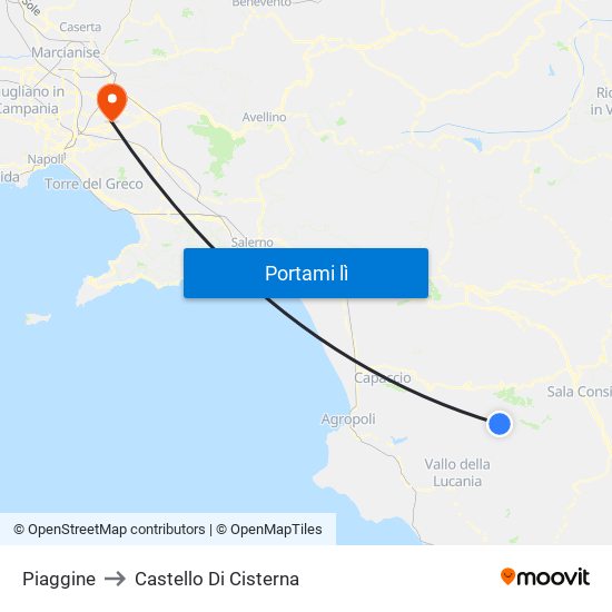 Piaggine to Castello Di Cisterna map