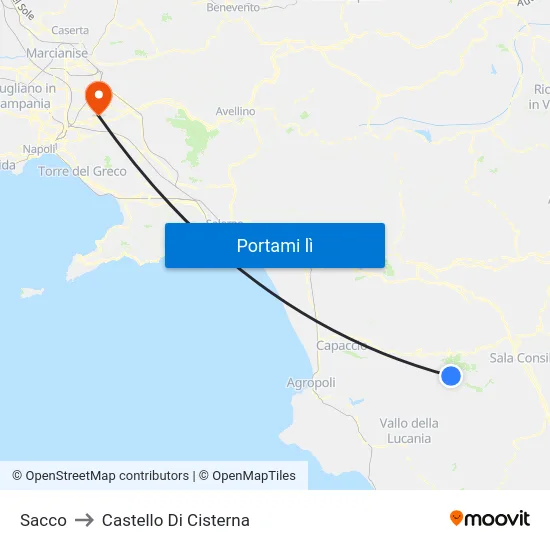 Sacco to Castello Di Cisterna map