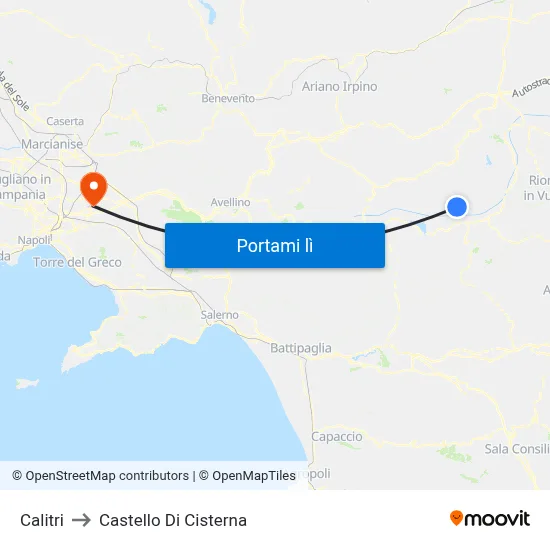 Calitri to Castello Di Cisterna map