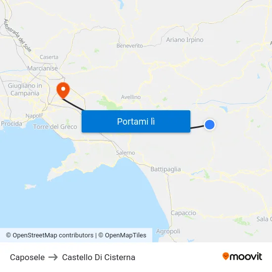 Caposele to Castello Di Cisterna map