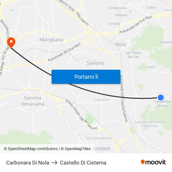 Carbonara Di Nola to Castello Di Cisterna map