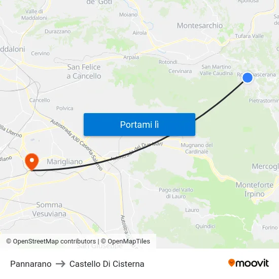 Pannarano to Castello Di Cisterna map
