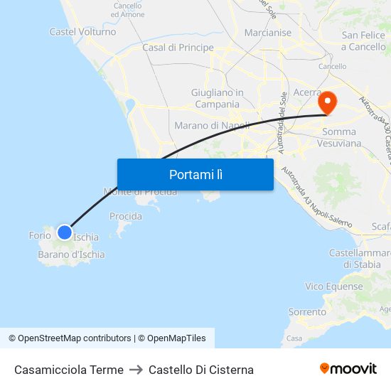 Casamicciola Terme to Castello Di Cisterna map