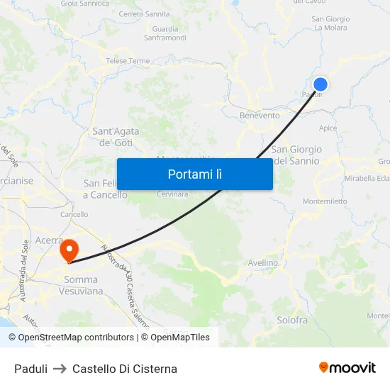 Paduli to Castello Di Cisterna map
