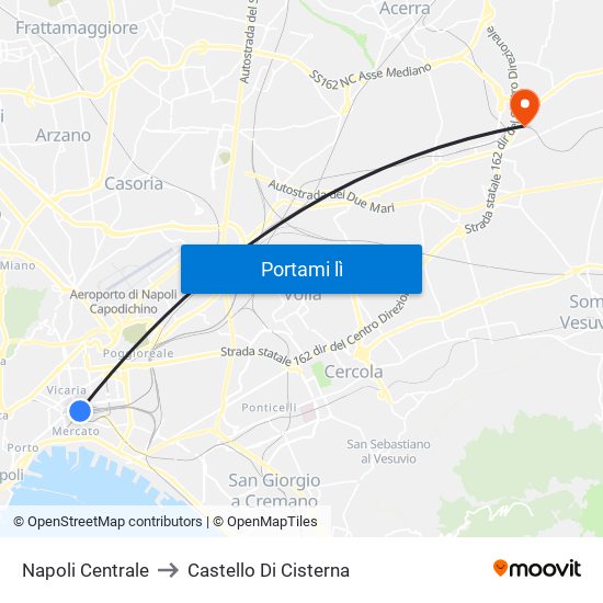 Napoli Centrale to Castello Di Cisterna map