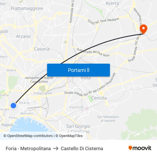 Foria - Metropolitana to Castello Di Cisterna map