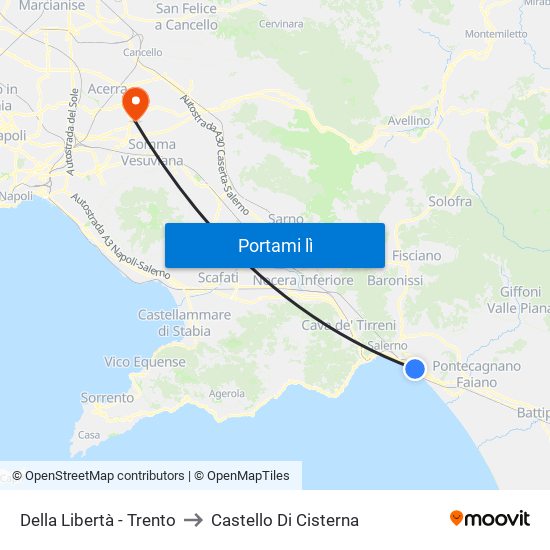 Della Libertà - Trento to Castello Di Cisterna map