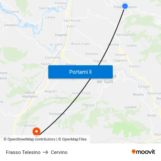 Frasso Telesino to Cervino map
