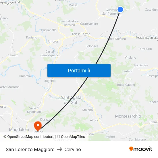San Lorenzo Maggiore to Cervino map