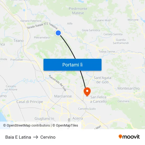 Baia E Latina to Cervino map