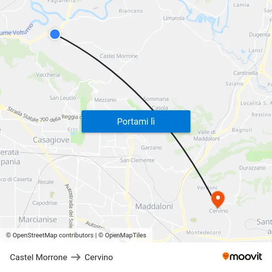Castel Morrone to Cervino map