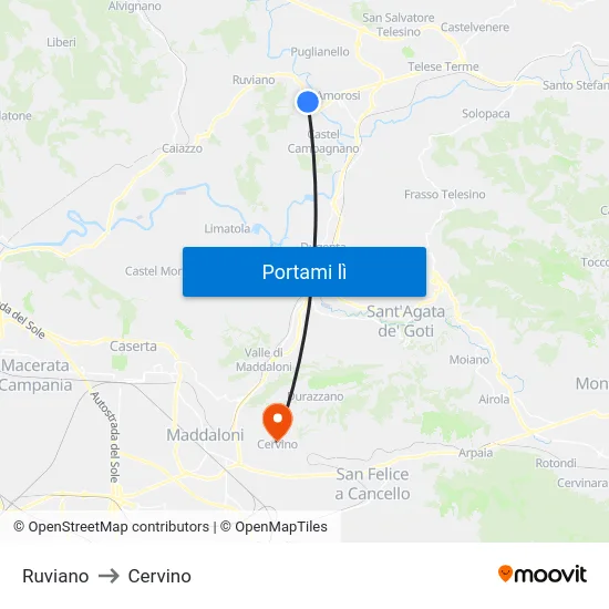 Ruviano to Cervino map
