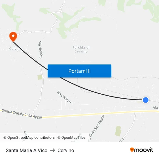 Santa Maria A Vico to Cervino map