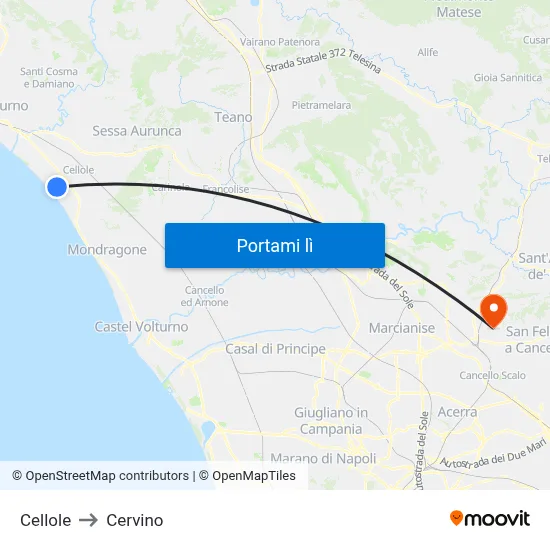 Cellole to Cervino map