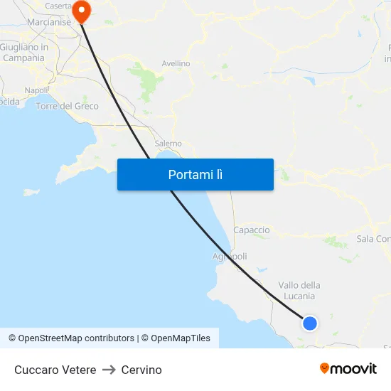 Cuccaro Vetere to Cervino map