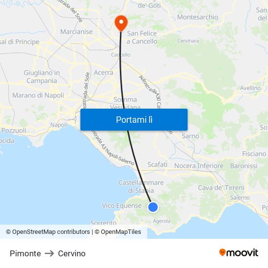 Pimonte to Cervino map