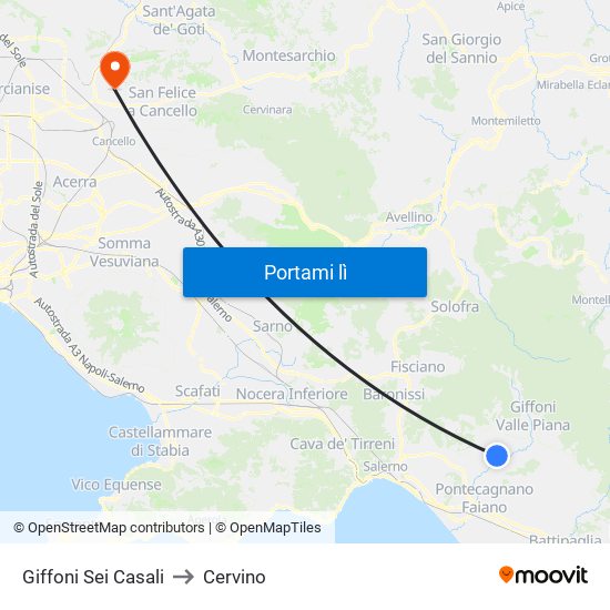 Giffoni Sei Casali to Cervino map