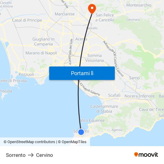 Sorrento to Cervino map