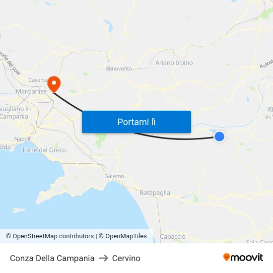 Conza Della Campania to Cervino map