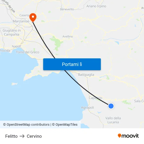 Felitto to Cervino map