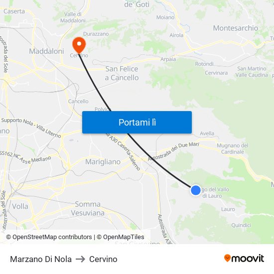 Marzano Di Nola to Cervino map